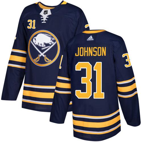 Adidas Sabres #31 Chad Johnson Navy Blue Home Authentic Stitched NHL Jersey - Click Image to Close